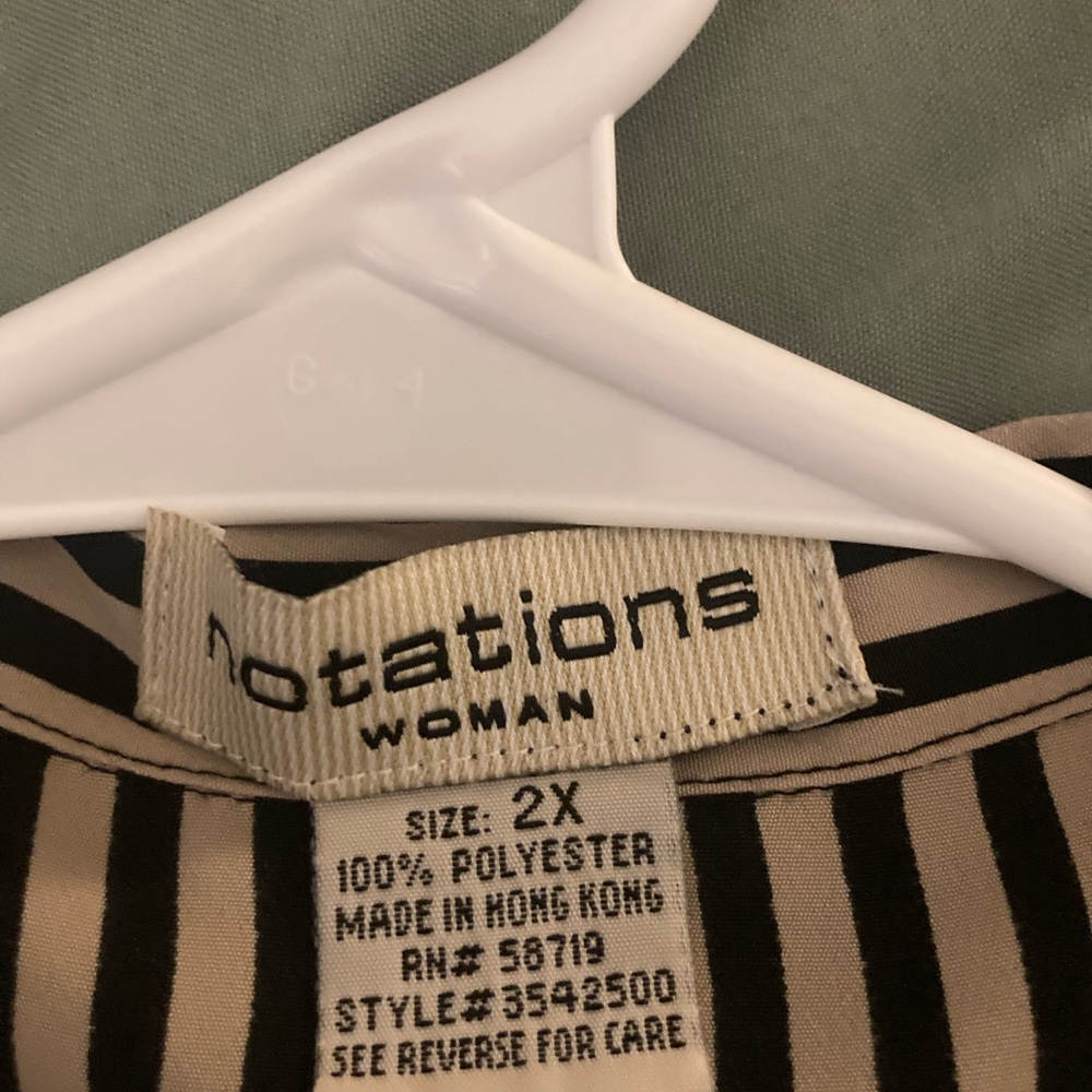 Notations Black and Tan Striped Top